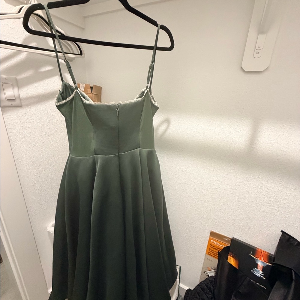 House of CB Emerald Green Mademoiselle Dress with lace Trim - Picture 3 of 3